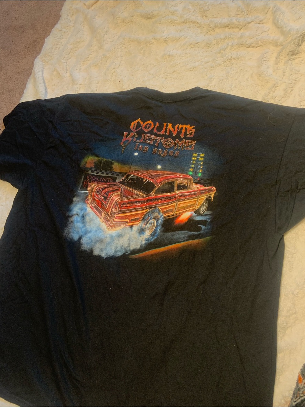 Counts Kustoms Black Tee with Red Lowrider Graphic